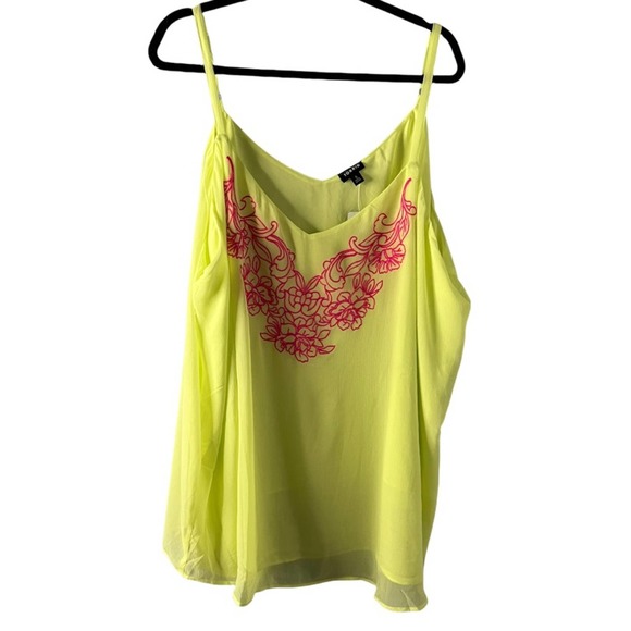TORRID WOMEN'S SOPHIE CAMI- CHIFFON EMBROIDERED LIME GREEN SIZE 5X NWT - Picture 6 of 9